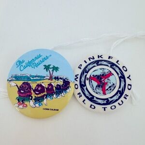 Pink Floyd and California Raisin Buttons